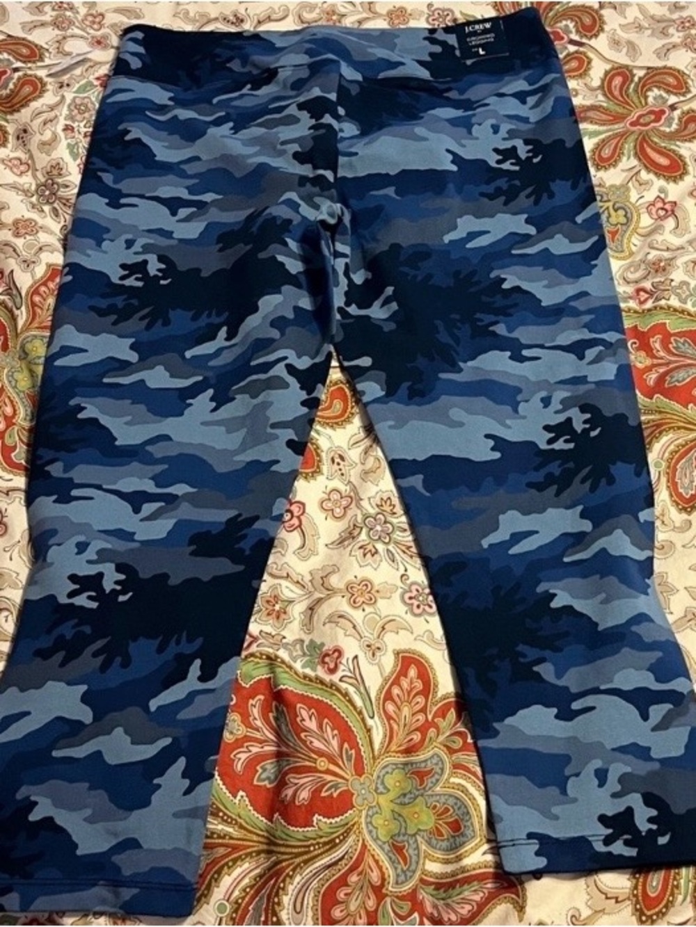 J. Crew Blue Camouflage Capri Leggings